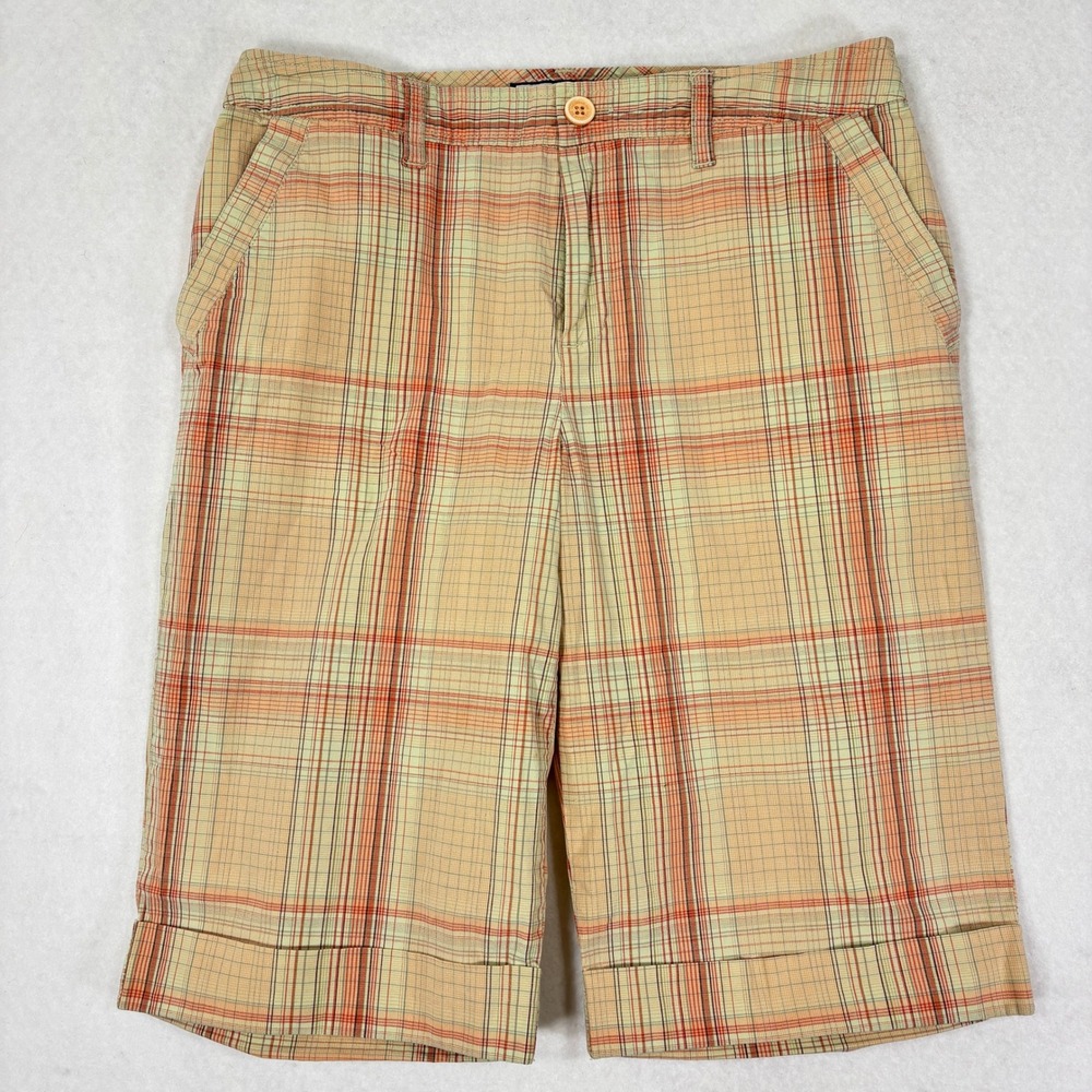 Caribbean Joe Plaid Bermuda Shorts‎ Womens 8 Cotton Stretch 11in Inseam